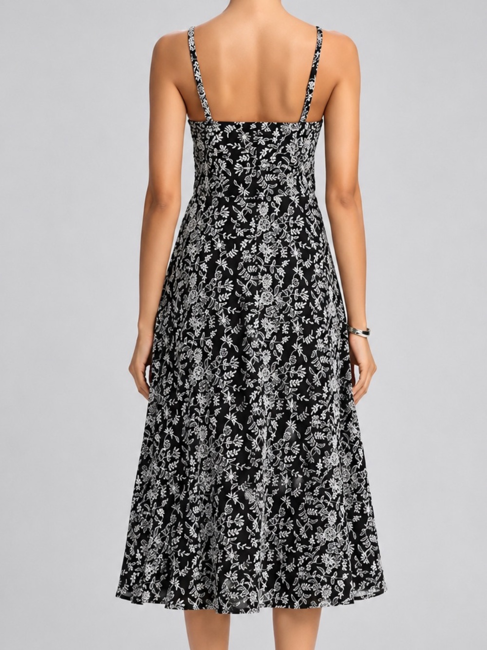 🆕🖤🤍AQUA Floral Embroidered Midi Dress Cotton Sundress Size L Bloomingdale’s - Picture 3 of 17
